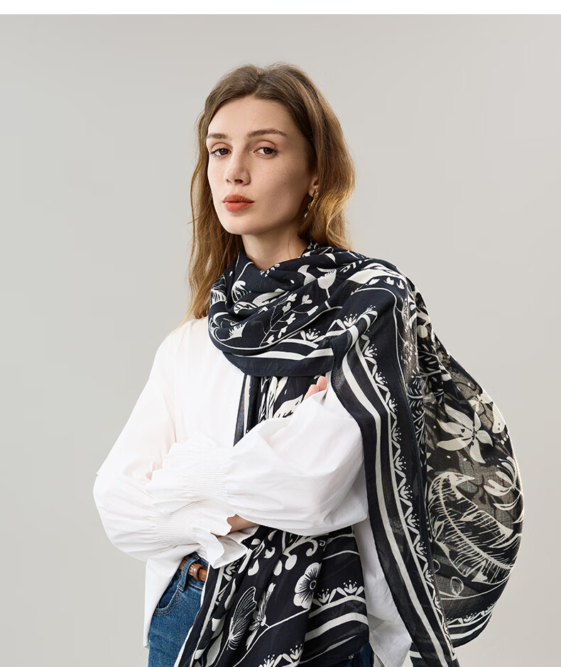 ELLE [Gift Box Set] 100% Modal Silk Scarf Women's Spring Summer Shawl Wrap Gift for Mom Girlfriend 49