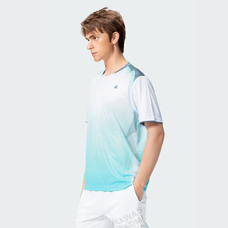 KAWASAKI Badminton Sports T-Shirt Quick-Dry Sweat-Absorbing Breathable Men's Competition Training Jersey C1043 Flash Blue M