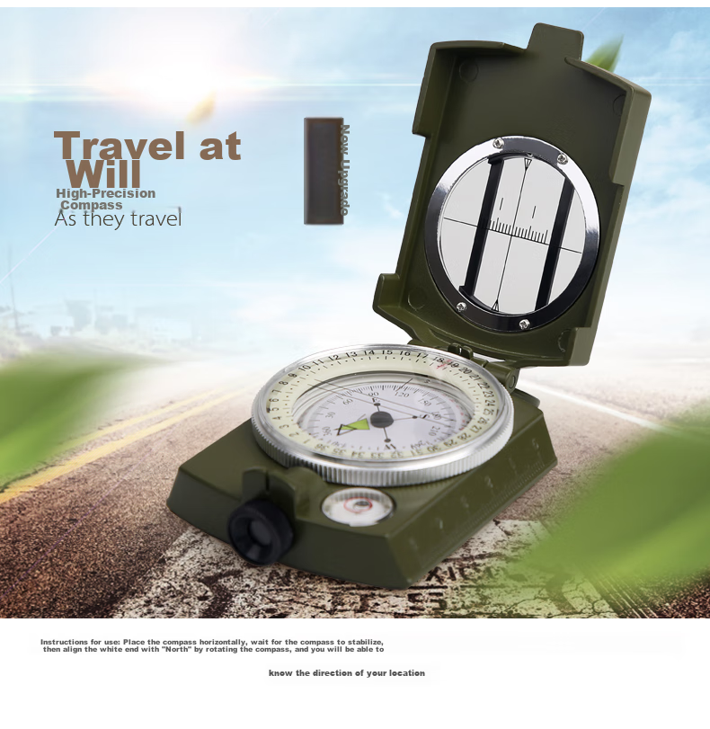 BIJIA Multifunctional Professional Compass, Outdoor Hiking Compass, Geological Compass with Fluorescent Ring, High Precisio 6