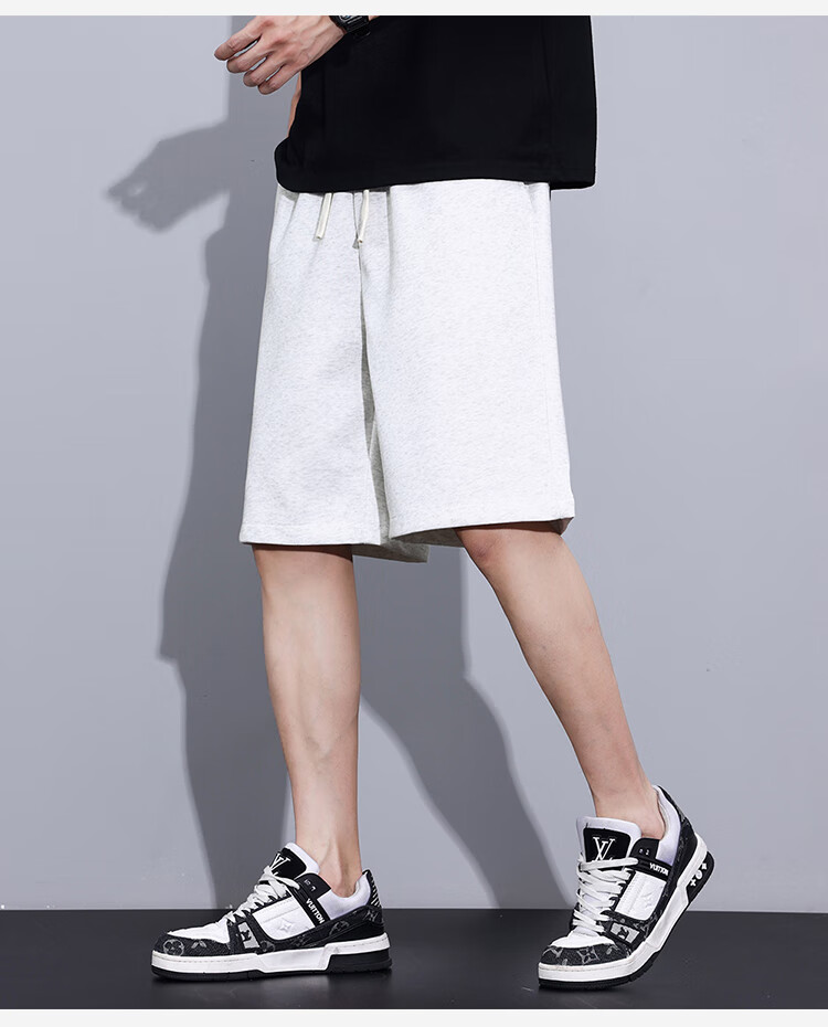Yipintiancheng 2025 Summer Heavyweight Sports Shorts, Comfortable Solid Color Knee-Length Pants, Large Size Loose Versatile Trendy Casual Mid-Length Shorts 10