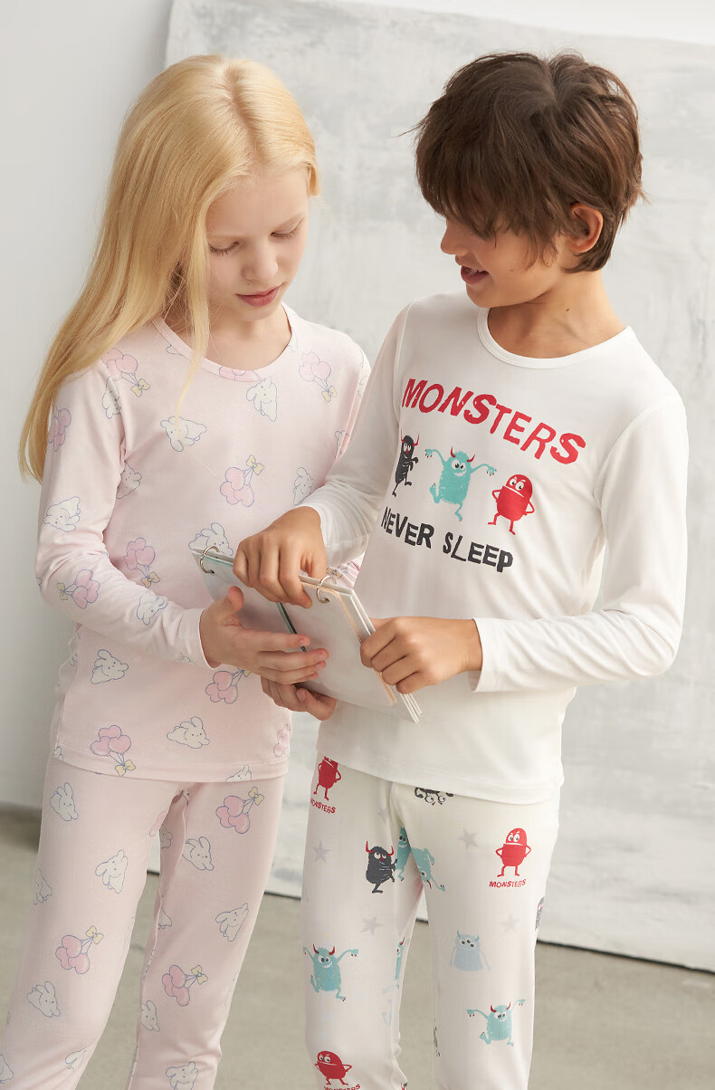 AIMER KIDS Antibacterial Modal Girls' Thermal Underwear Set 2025 New Light Warmth [5~15℃] Magic Wonder 120 9