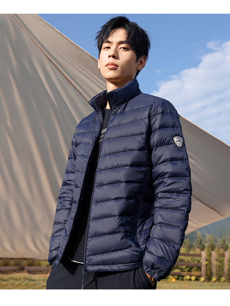 ROMON Men's Lightweight Down Jacket, Stand Collar, Short Style, Autumn New Fashion, Versatile Warm Inner and Outer Wear, Gray, Size 185 15