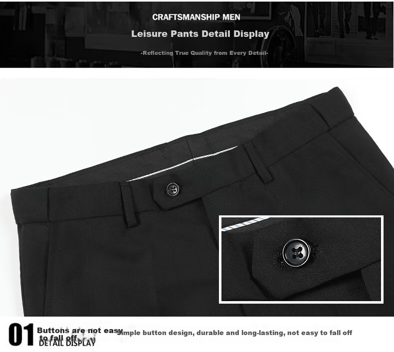 ROMON Wrinkle-Resistant Non-Iron Dress Pants for Men, High-Waist Loose Casual Business Suit Trousers, Straight-Leg Dad Pants 17