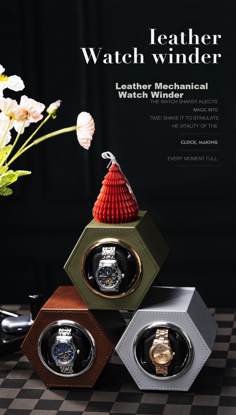 DUOJINJIANG Watch Winder Mechanical Watch Rotator Automatic Watch Care Shaker Imported Non-Magnetic Storage Box, Single Watch Compartment Black 1
