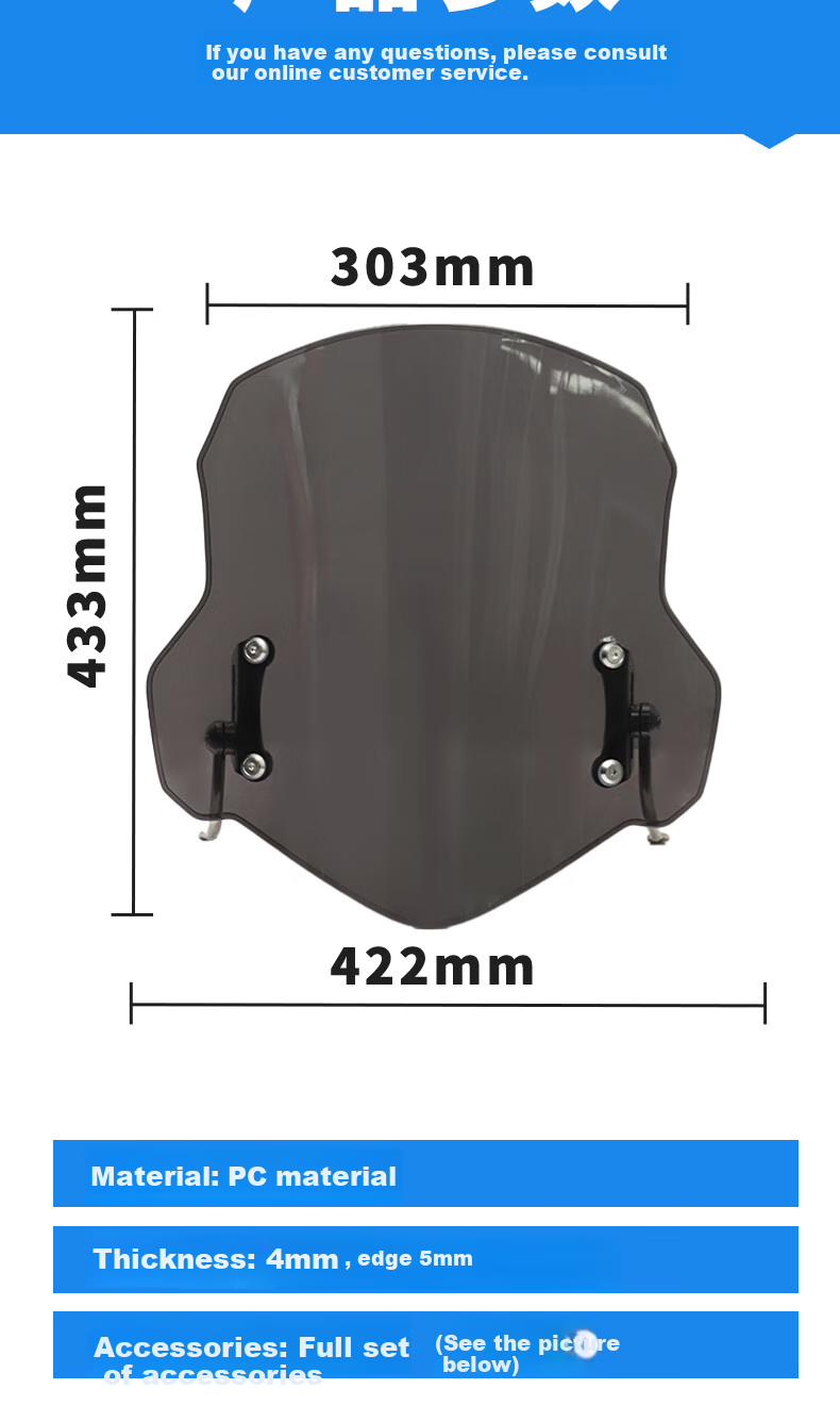 Yueye Electric Vehicle Windshield, Battery Car Motorcycle Windshield, PC Front Windshield Cover, Rainproof, High-Definition Transparent Windshield 8
