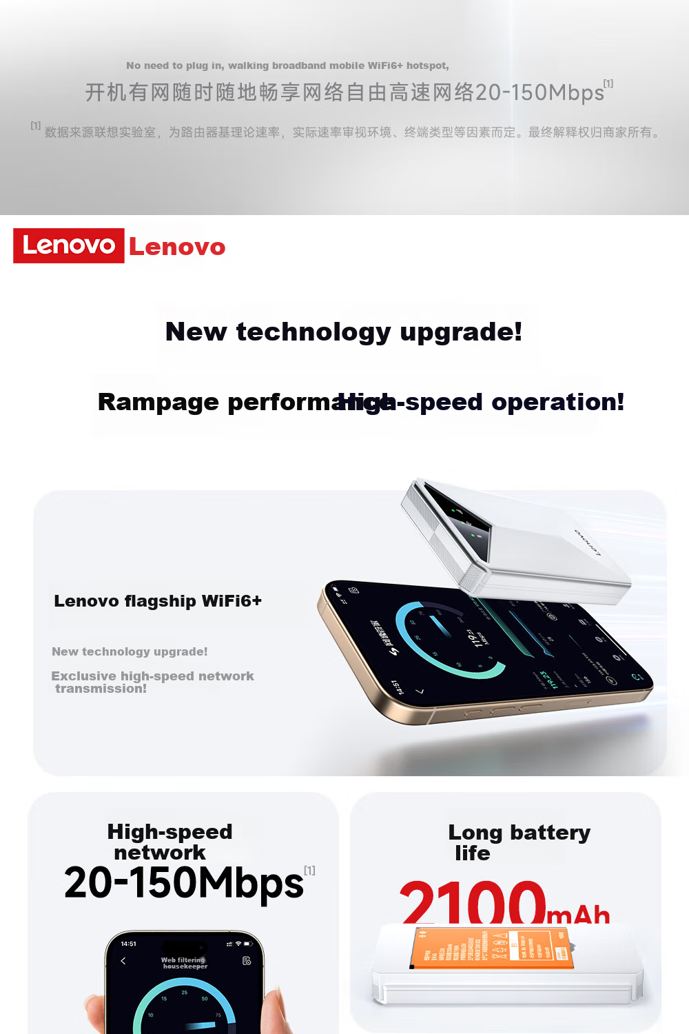 Lenovo Portable WiFi 6 5G 4G Wireless Mobile Universal Data SIM Card Unlimited Travel Network Car Router Laptop 2026 New Nationwide 4
