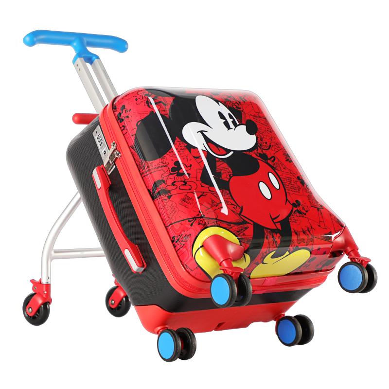 Mesuca Disney Mickey Mouse Children's Suitcase, Rideable, for Boys And Girls, Lazy Parent Stroller, Baby Trolley Case, 20 Inches