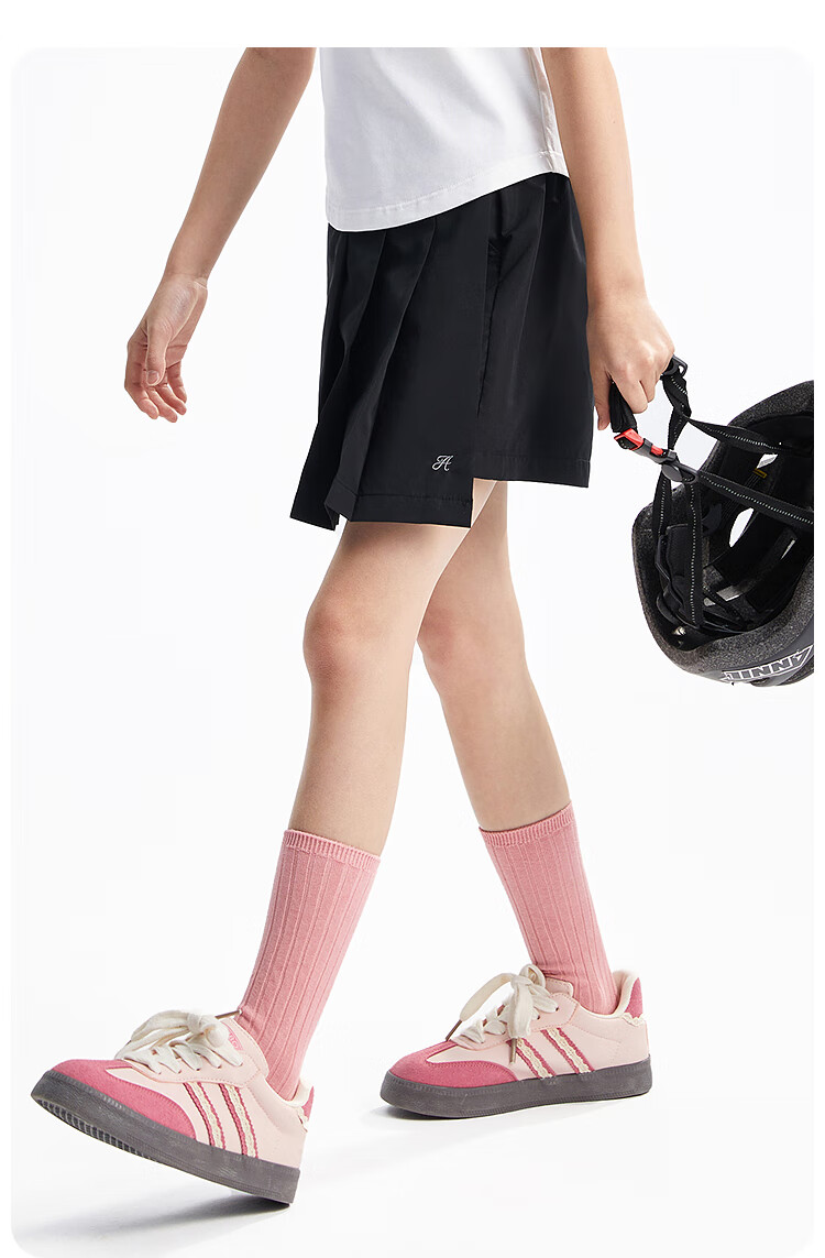 Annil Girls' Pleated Skort, Summer 2025 New Style, Casual Sweet Fashionable Black Short Skort 7