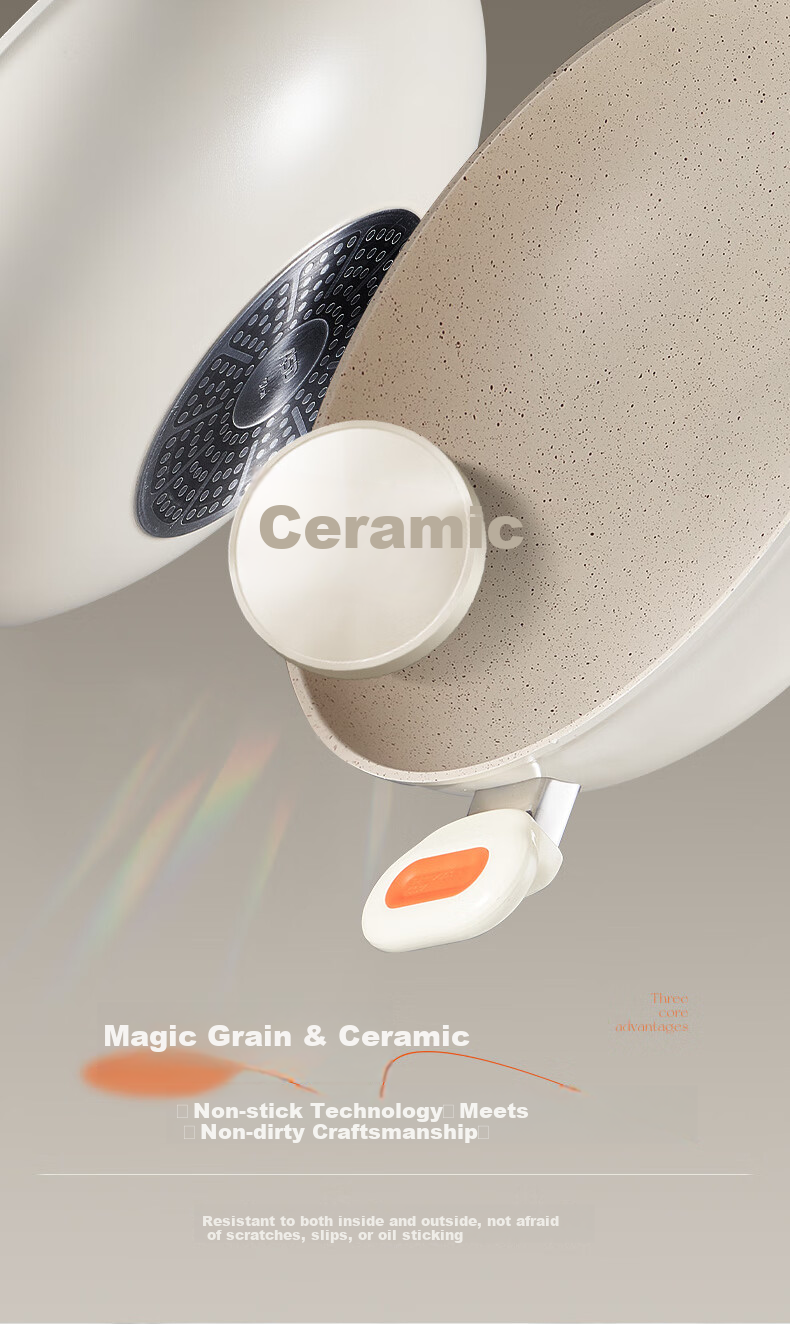 ASD Wok, Ceramic Non-Stick Frying Pan, Crystal Stone Flat Bottom Skillet, 32cm, Compatible with Gas And Induction Stoves, CL32T6WJ 4
