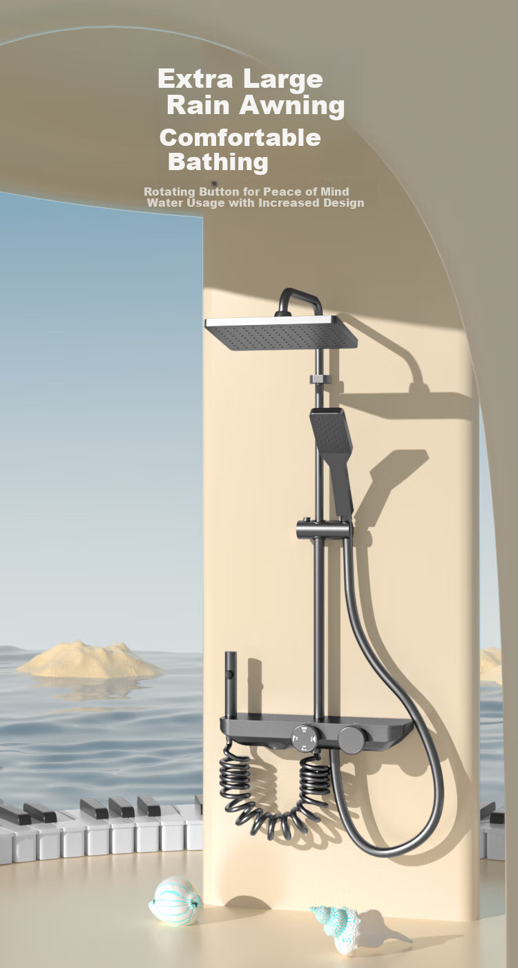 MJONI Shower Head Set with Integrated Design, Surface-Mounted Home Bathroom Shower System, High-Pressure Giant Top Spray with Dual Knobs ZY001 1