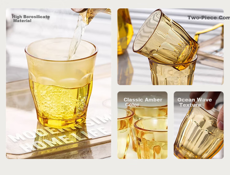 JD Original Glass Cups, Heat-Resistant Tea Cups for Men And Women, Coffee Mugs [Amber Color], Set of 2 2