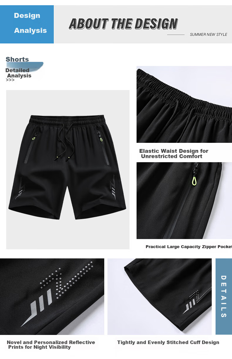 Jeanswest Men's Shorts, Trendy Summer Ice Silk Pants, Breathable Quick-Dry Sports Casual Five-Point Shorts, Running Pants, Beach Shorts for Me 6