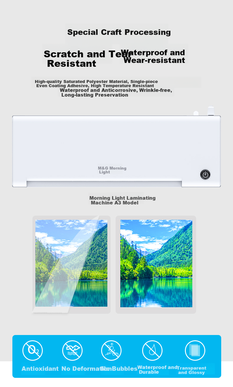 M&G Laminating Pouches A3/50 Sheets, 80mic, 307*430mm, Transparent High-Definition Document Photo Laminating Machine Film, Premium Specialized Card Protection Film ASC99391 3