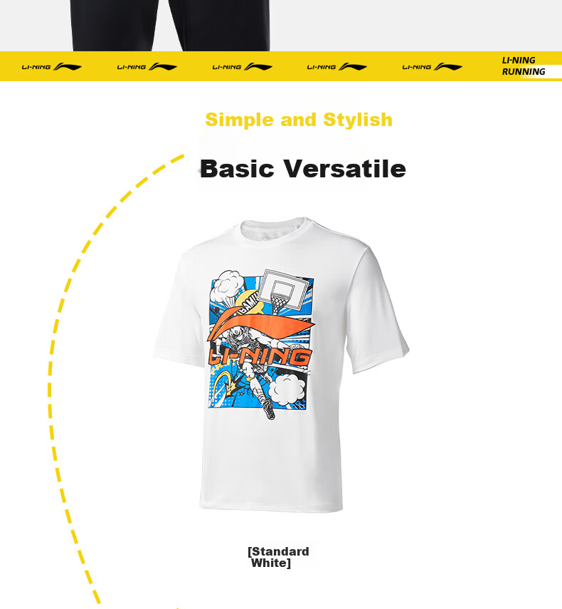 LI-NING Summer Lightweight Breathable Sports T-Shirt Men Loose Comfortable Short Sleeve Fashion Casual Classic Versatile Crew Neck Tee 7
