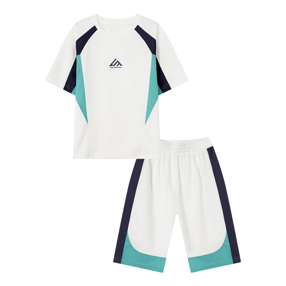 Duoduo Boys Trendy Summer Sports Training Set 2026 New Breathable Kids Running T-Shirt and Shorts Two-Piece Set