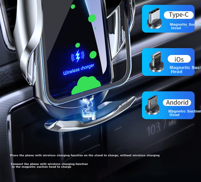 Huashi Car Phone Holder, Wireless Charging, Car Charger, Navigation Clip-On, Automatic Sensing Mount 10