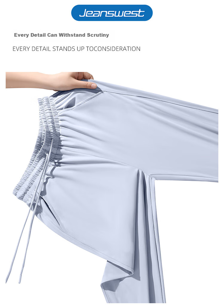 Jeanswest Women's Casual Pants, Summer Lightweight UPF50+ Sun Protection, Ice Silk Cool-Feeling Draping Versatile Straight-Leg Trousers, Gray Blue, Size M 7