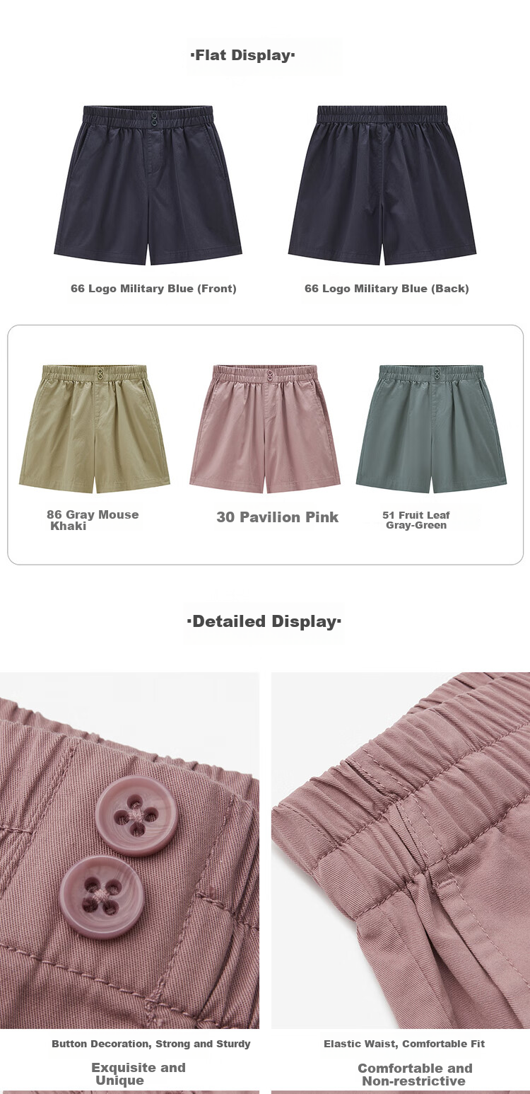 Giordano Women's Casual Shorts, Summer New Style, Pure Cotton Button Elastic Waist, Loose Thin Pants, Women's 05405309 15