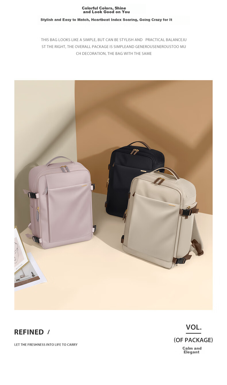 GOLF Backpack for Women, Travel Bag with 17.3-Inch Laptop Compartment, Student Schoolbag, Wet And Dry Separation, Multi-Compartment Business Trip Bag 6