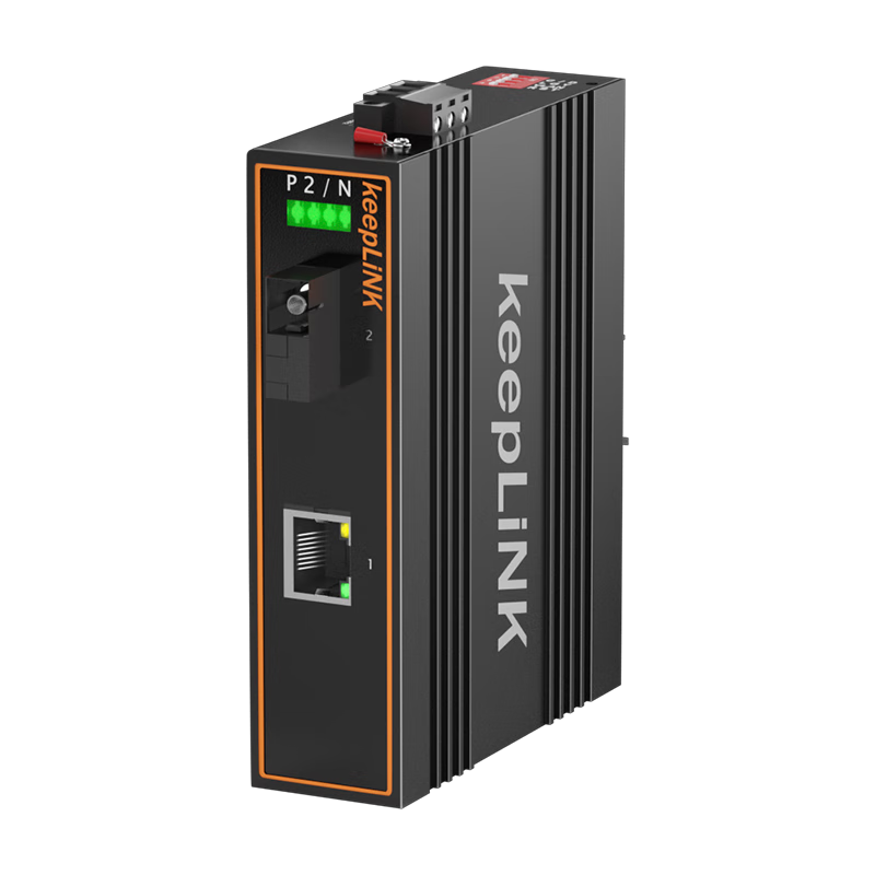 KeepLINK KP-9000 Industrial Ethernet Switch, Fiber Optic Transceiver, 1 Optical 1 Electrical Gigabit SFP Interface, Rail-Mounted Installation, Per Unit