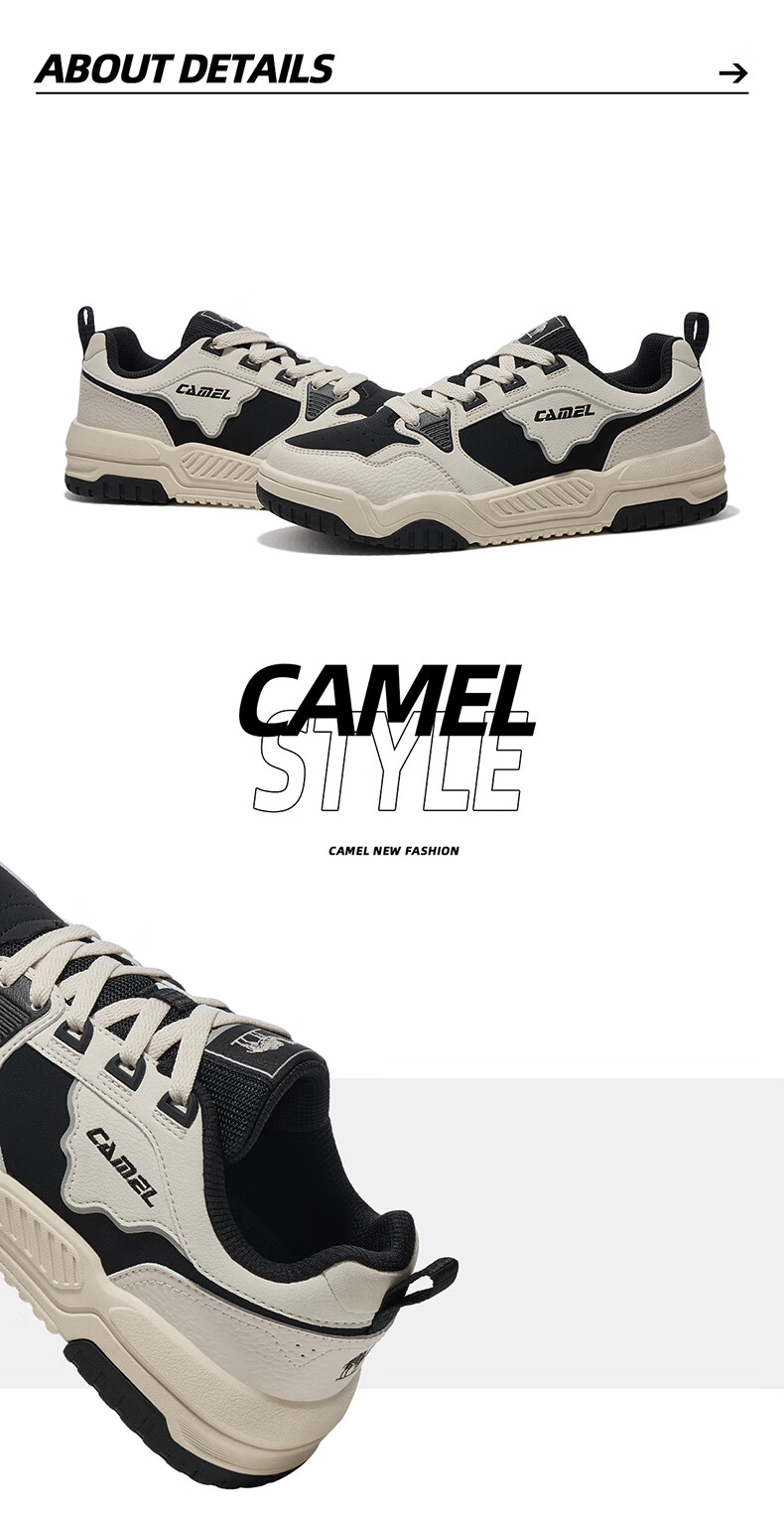 CAMEL Icebreaker 2.0 Men's Sports Shoes, Casual Wear-Resistant Low-Top Sneakers X14C09L7639S Ivory White/gray 41 15