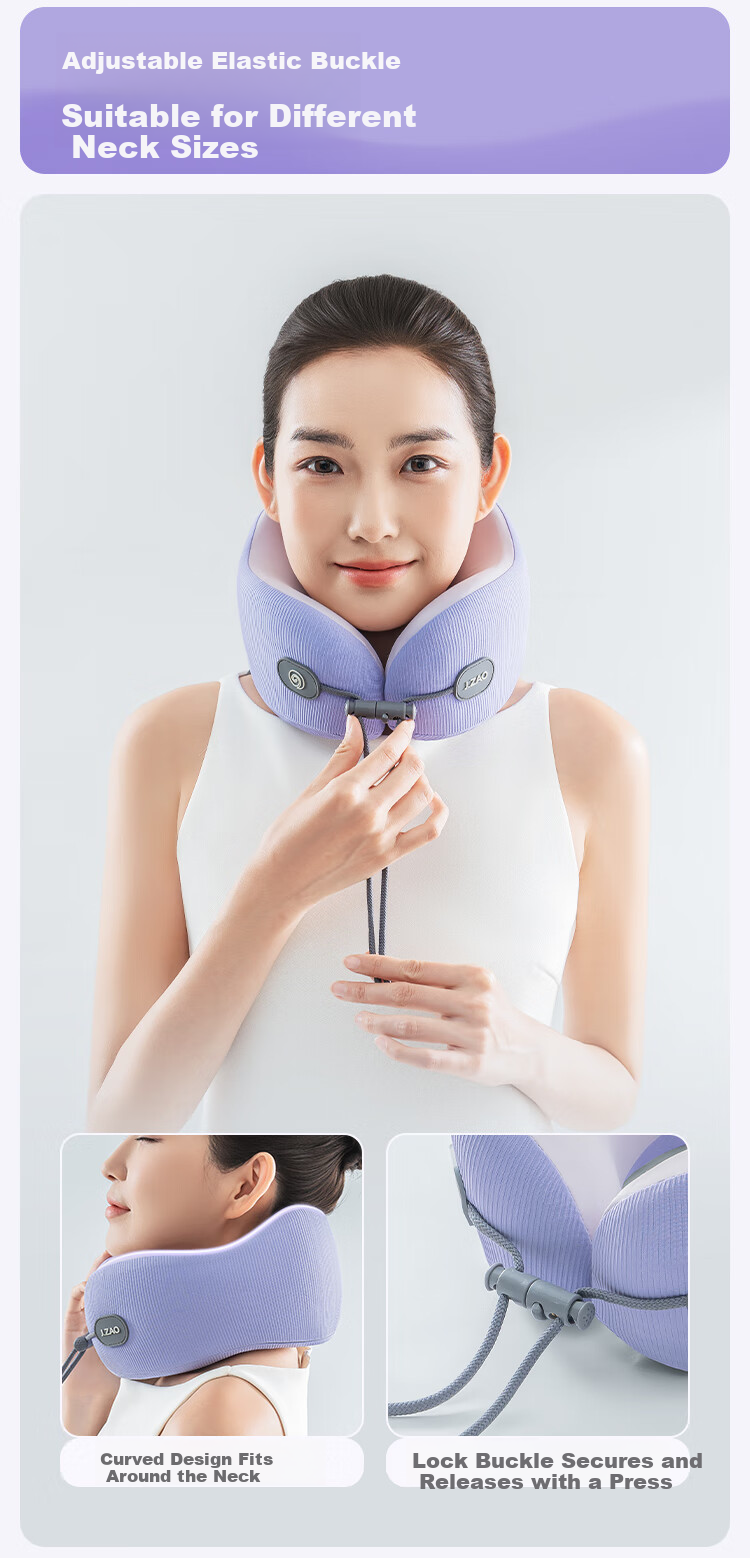 JD Original Xiaowei Travel Pillow, Aerospace Memory Foam U-Shaped Neck Support Pillow, Portable Storage Design, Purple 6