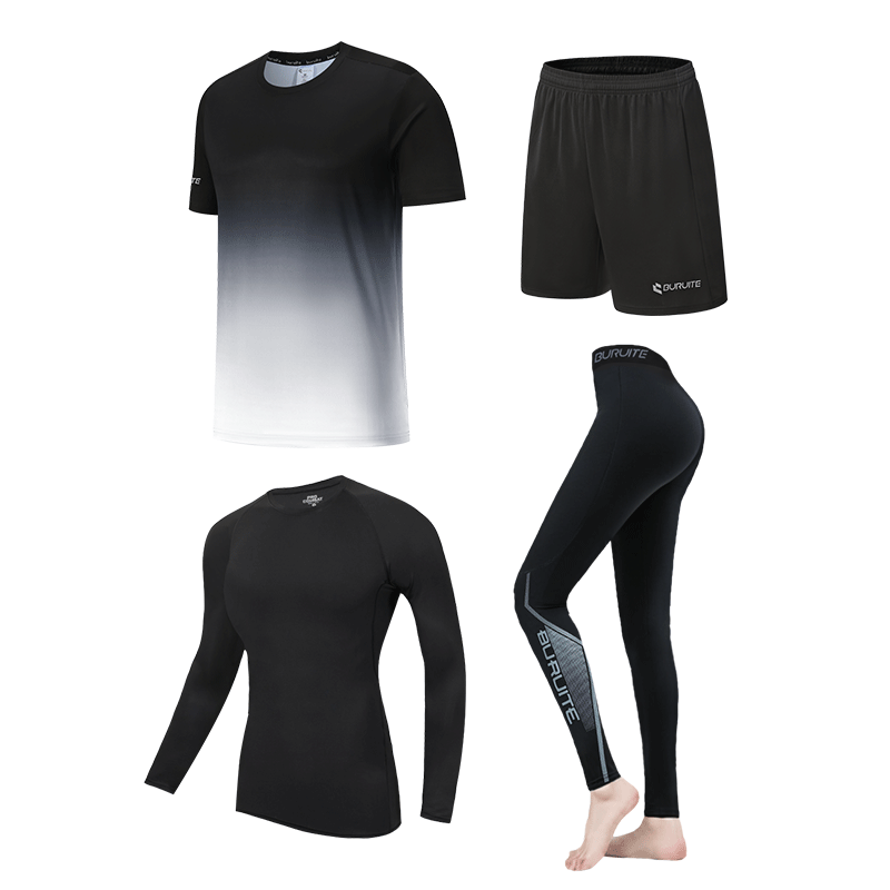 BURUITE Men's Sports Suit Running Equipment Morning Running Fitness Clothing Riding Training Tight Quick-drying Clothes Badminton Clothing Spring and Autumn