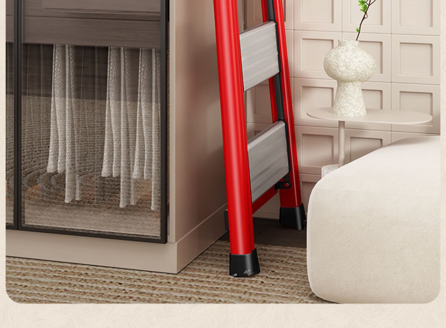 YuanNai Household Safety Folding Ladder Aluminum Alloy Step Ladder White - Four Step Ladder 15