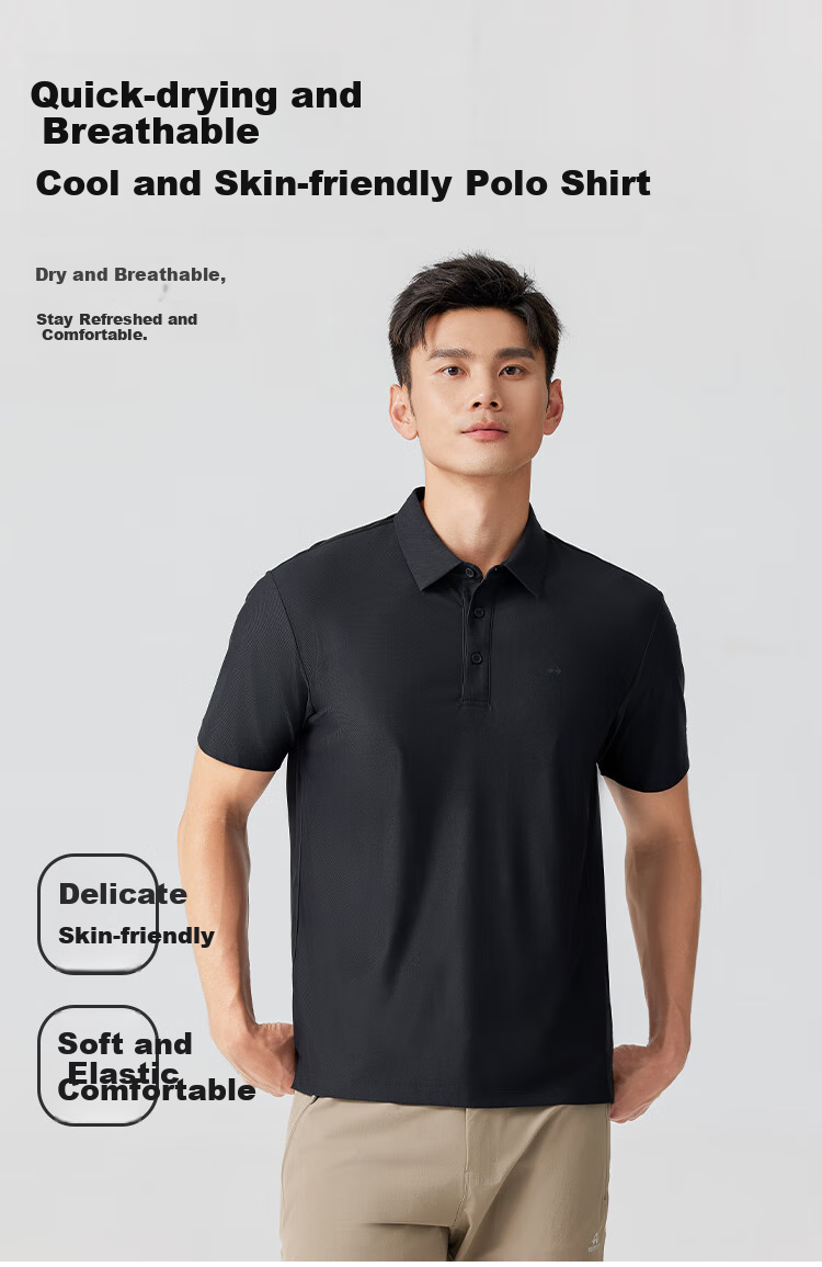 Pioneer Camp Quick-Dry Polo Shirt for Men, Summer Outdoor Cool Breathable Short-Sleeve City Commute Lightweight Sports Training T-Shirt 1