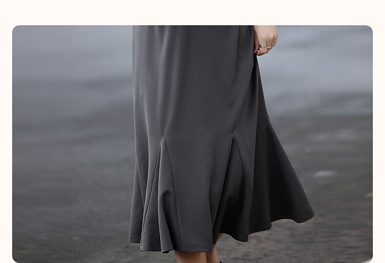 Demana Gentle Cloud Cotton Summer Relaxed V-Neck Loose Patchwork Hem Knitted Mid-Length Straight Women's Dress 5