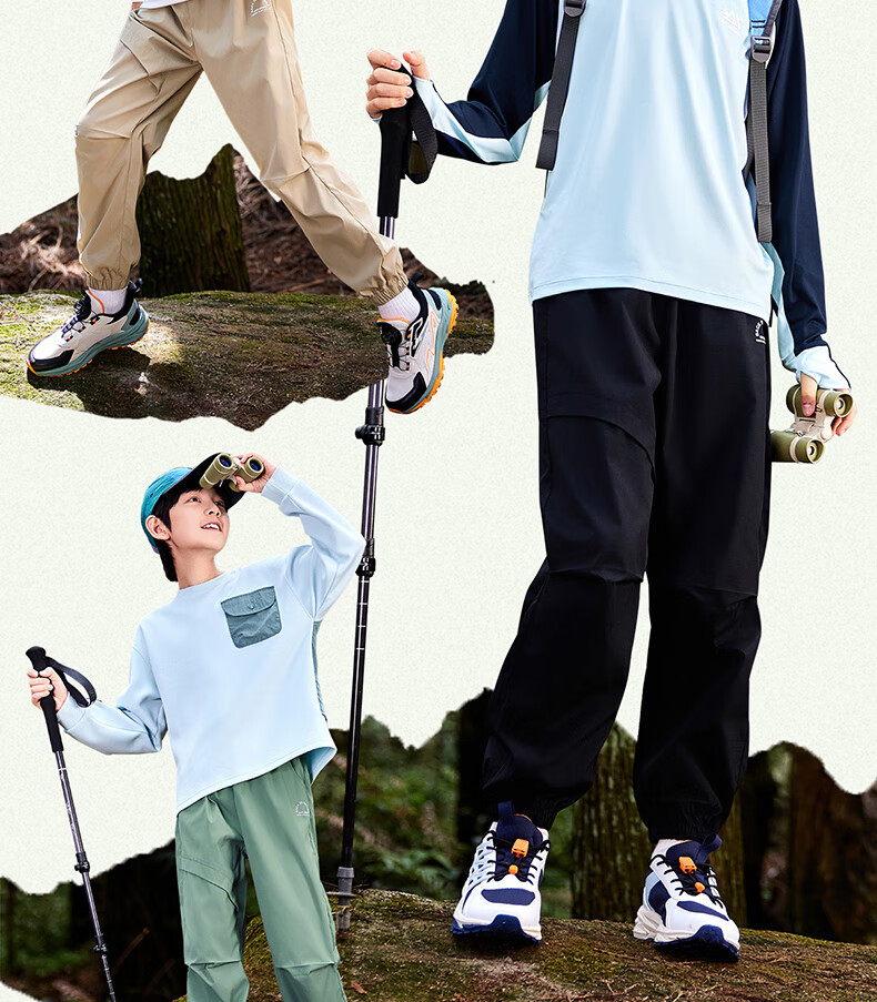 361° Yuying Children's Long Pants, 2025 Autumn Boys' Water-Resistant Outdoor Elastic Sports Woven Trousers, Black, Size 175 5