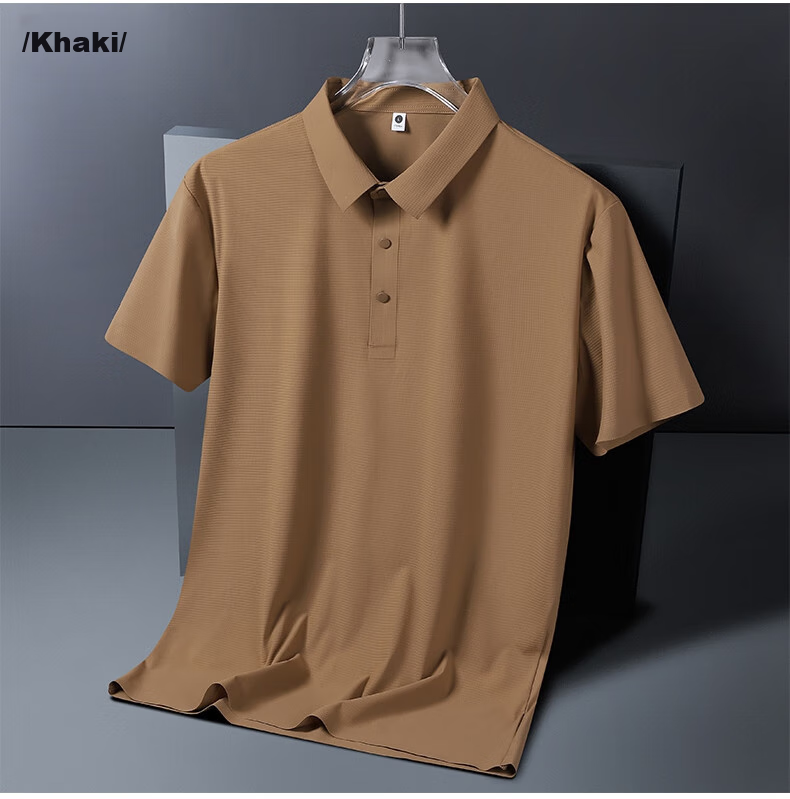 MiiOW Cool-Feeling Short-Sleeve Polo Shirt for Men, Summer Business Casual Loose-Fit Seamless Breathable Ice Silk Quick-Dry Sports T-Shirt for Me 1