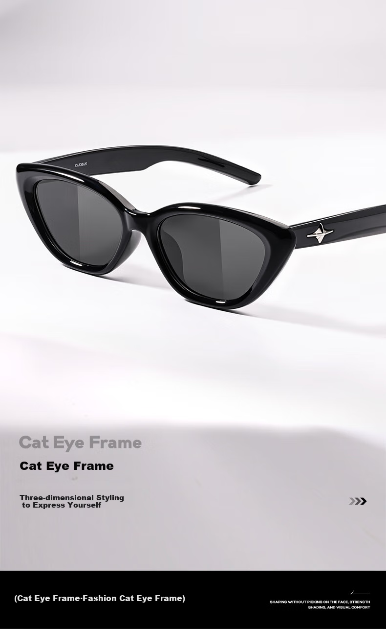 CAXMAN Retro Cat Eye Elegant Plain GM Sunglasses for Men And Women, Narrow Frame UV Protection Polarized Driving Glasses that Make Face Look Smaller 5