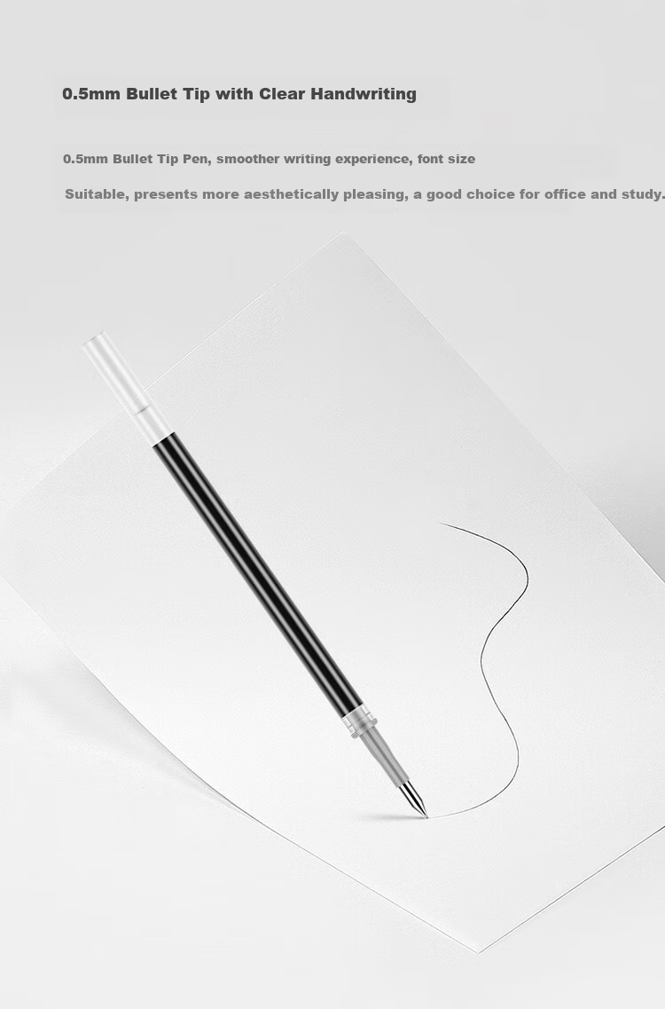GuangBo Retractable Gel Pen Refill K35, Signature Pen Refill, 0.5mm Black Bullet Tip, Office Supplies, 20 Pieces/box, ZX9T35D 2
