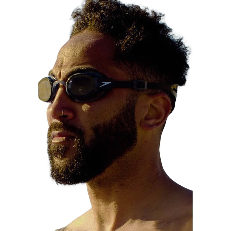 Очки для плавания Speedo Customizable с диоптриями, антифог, черные/дымчатые, -3.0