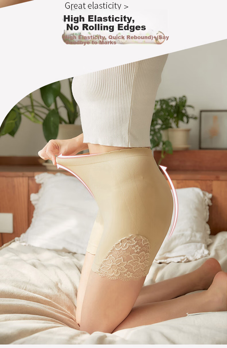 Langsha Women's Safety Shorts, Anti-Exposure Underwear, Lace Seamless Comfortable Non-Curling Two-In Base Layer Pants 3