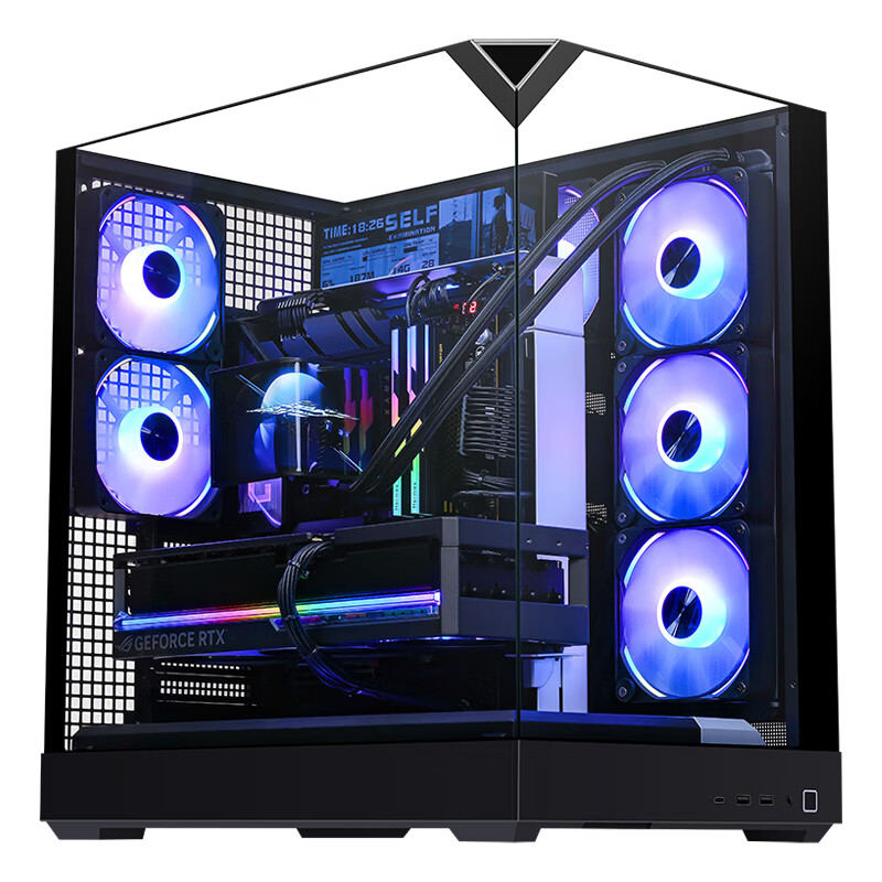 SAMA APNX V2 Black Desktop Gaming Seaview PC Case Joint Edition Three-Sided Glass 71L Large Volume Quick Release Triple 360 Water Cooling TYPE-C