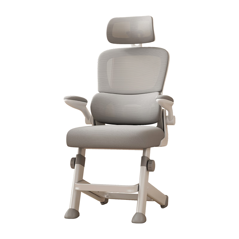 Zhuobo Computer Chair, Home Study Chair, Adjustable Height Chair, Seat Chair with Backrest, BT25 Gray with Headrest