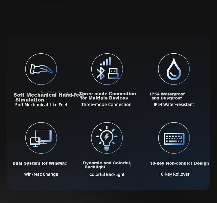 CHERRY K37 Thin Film Keyboard, 98 Keys, Wireless Gaming Keyboard, Office Computer Keyboard with Bluetooth Tri-Mode, RGB Lighting Effects, Compatible with WIN/MAC, Submarine Black 2