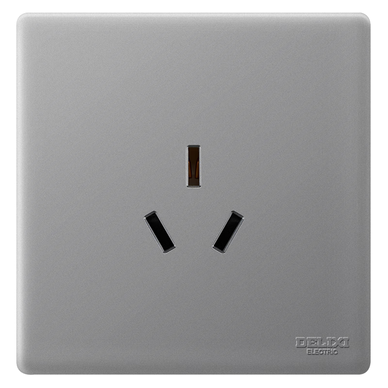 DELIXI 86-Type Ultra-Thin Matte Large Panel 260 Galaxy Gray Three-Hole 16A Switch Socket Outlet