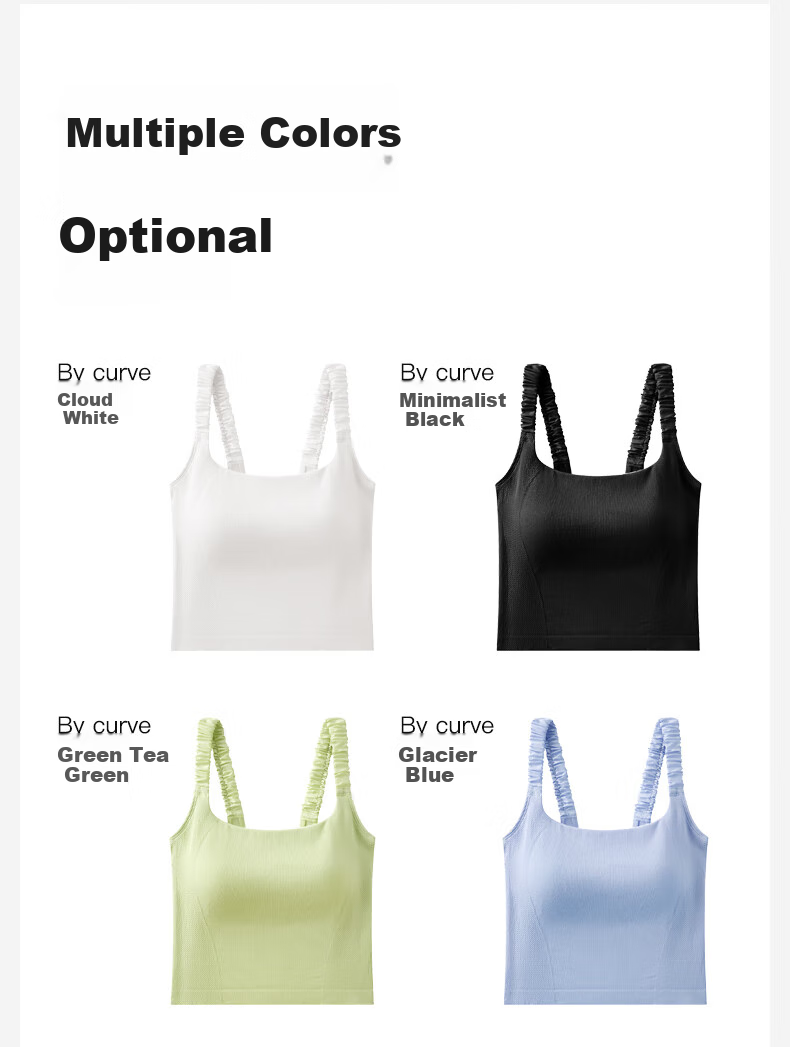 Quxianzhuyi Women's Camisole Tank Top with Built-In Bra Cups, Minimalist Black, Size S 20