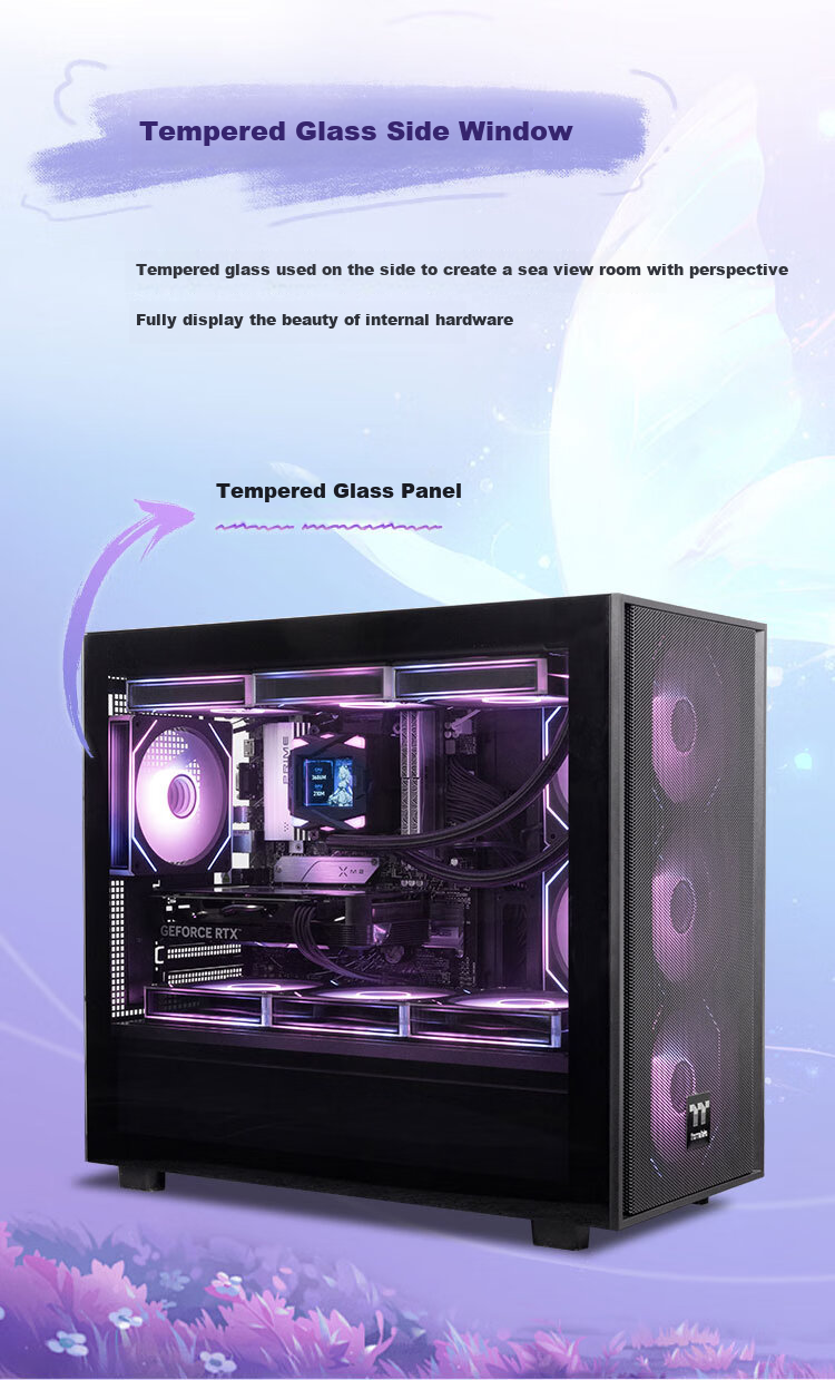 Thermaltake (Tt) Steel Shadow S-M Seaside View Case Computer Tower Black (M-ATX Motherboard / Supports 360mm Water Cooling / 12 Fan Positions) 3