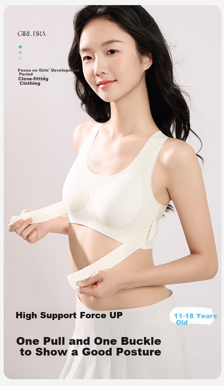 Dushiliren Developmental Bra for Teenage Girls in Middle And High School, Big Girls' Training Bra, Anti-Camelback, Sports Bra for 15-Year Olds 1