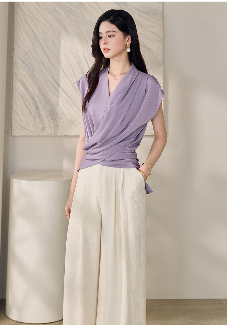 ROEYSHOUSE Textured Loose Straight-Leg Pants for Women Summer Casual Versatile Wide-Leg Trousers 11314 Apricot 2XL 12