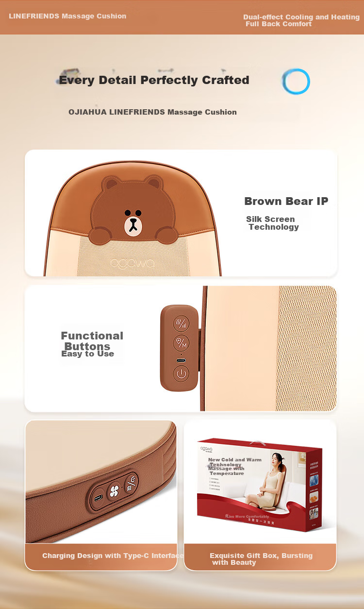 OGAWA Massage Back Cushion for Waist, Back, Buttocks, Legs, Full Body Heat Therapy Massage Device Home Car Office Chair Pad Practical Birthday Gift for Parents Boyfriend Girlfriend 1206 Xingyun Milk Coffee 24