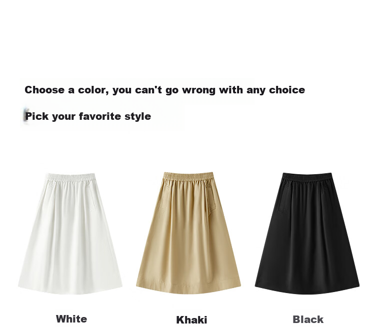 Semir Women's Spring A-Line Skirt with Elastic Waist, Solid Color, Hip-Hiding, Casual Style Long Skirt 101125120008 11