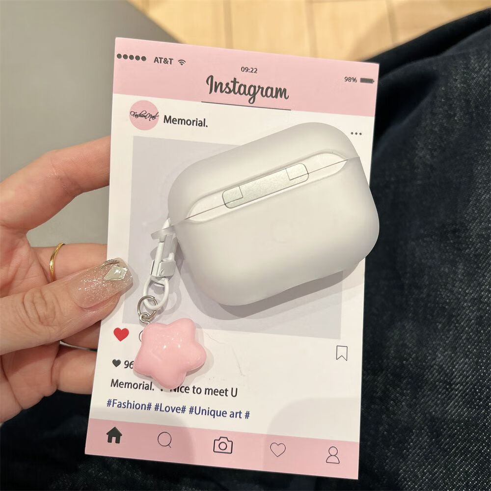 Beiyipin Compatible with Airpods 1/2 Apple Earphones Case, Pink Star Apple Airpods Pro 2nd Generation, Bluetooth 3rd Generation Airpods 4 Wireless Earphone Case, Third-Generation Soft Shell 4