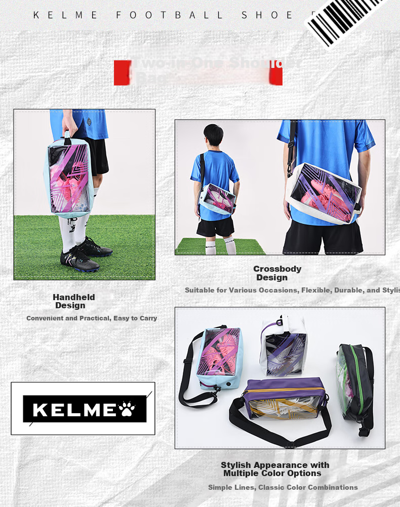KELME Soccer Training Large Capacity Crossbody Bag for College Students, Spacious Football Shoe Equipment Bag, Black, One Size Fits All 3