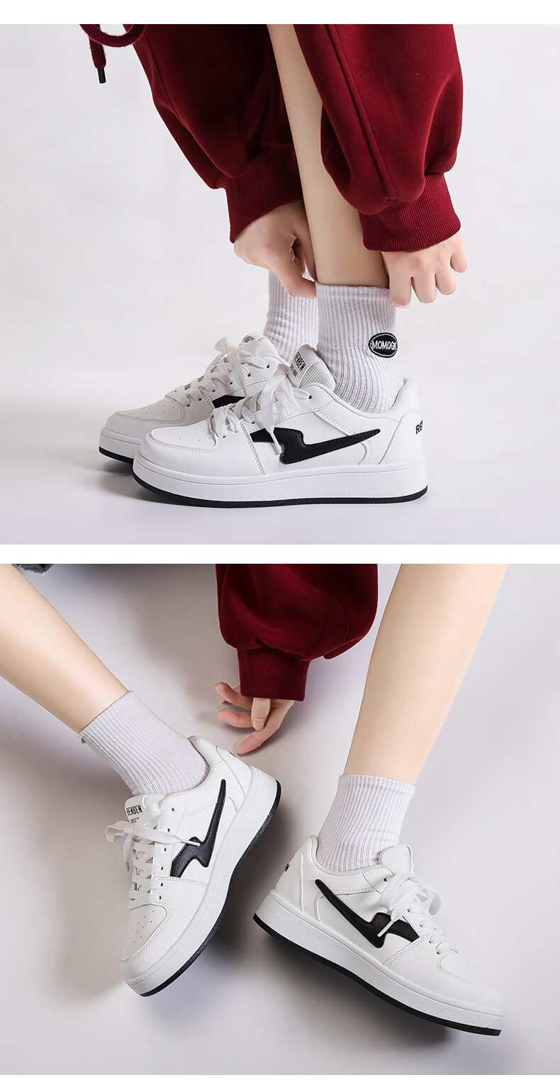 RENBEN Women's White Sneakers Ins Trendy Versatile 2026 New Student Korean Style High-End Popular Skate Shoes 9