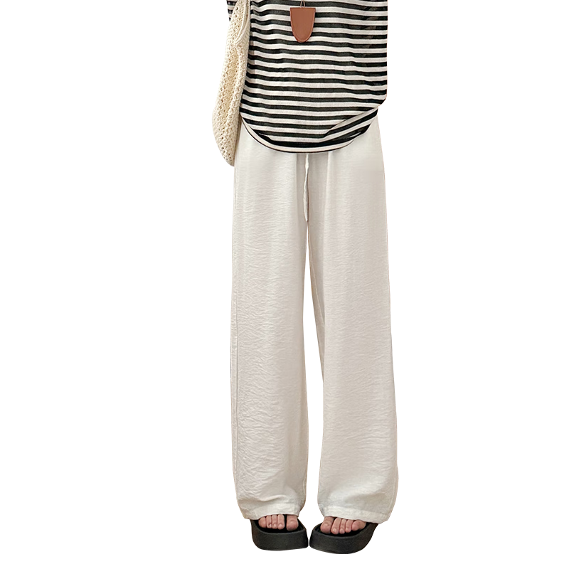 Xueqiman Cotton Linen Wide-Leg Pants for Women 2026 Summer New High-Waist Loose Ice Silk Cool Lazy Draped Straight Pants